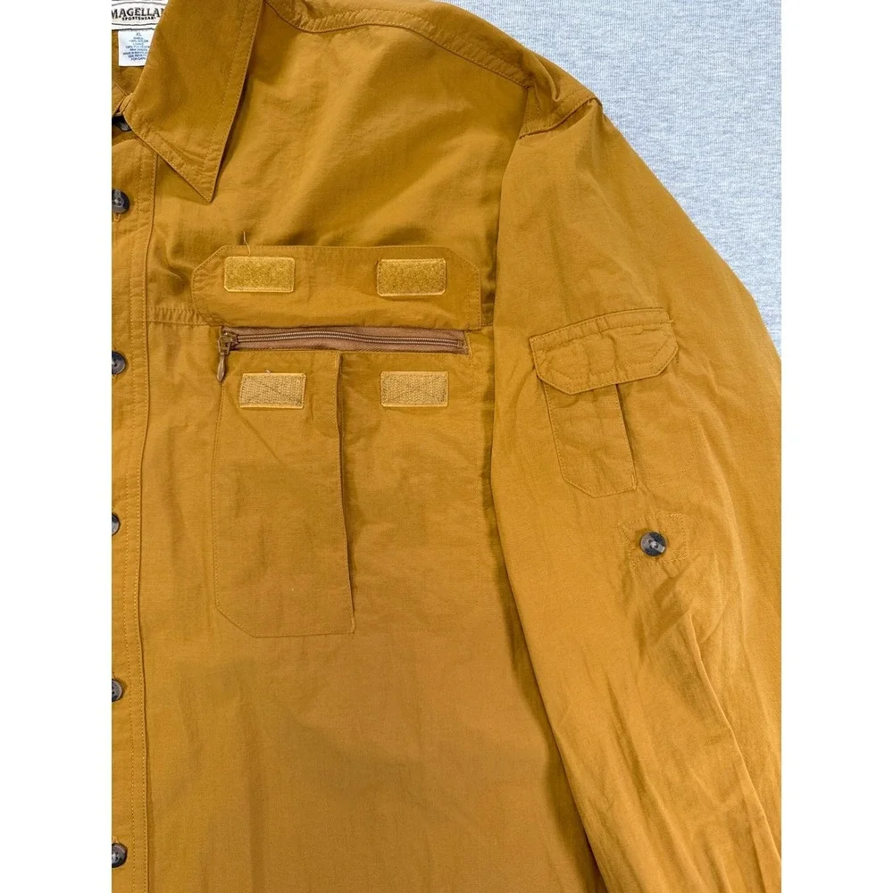 Magellan‎ Sportswear Mens XL Fishing Shirt Long Sleeve Nylon Mesh Back Mustard